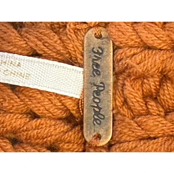 Free People Cowl Neck Chunky Knit Sweater Rust Orange Womens Sz M - Picture 7 of 8